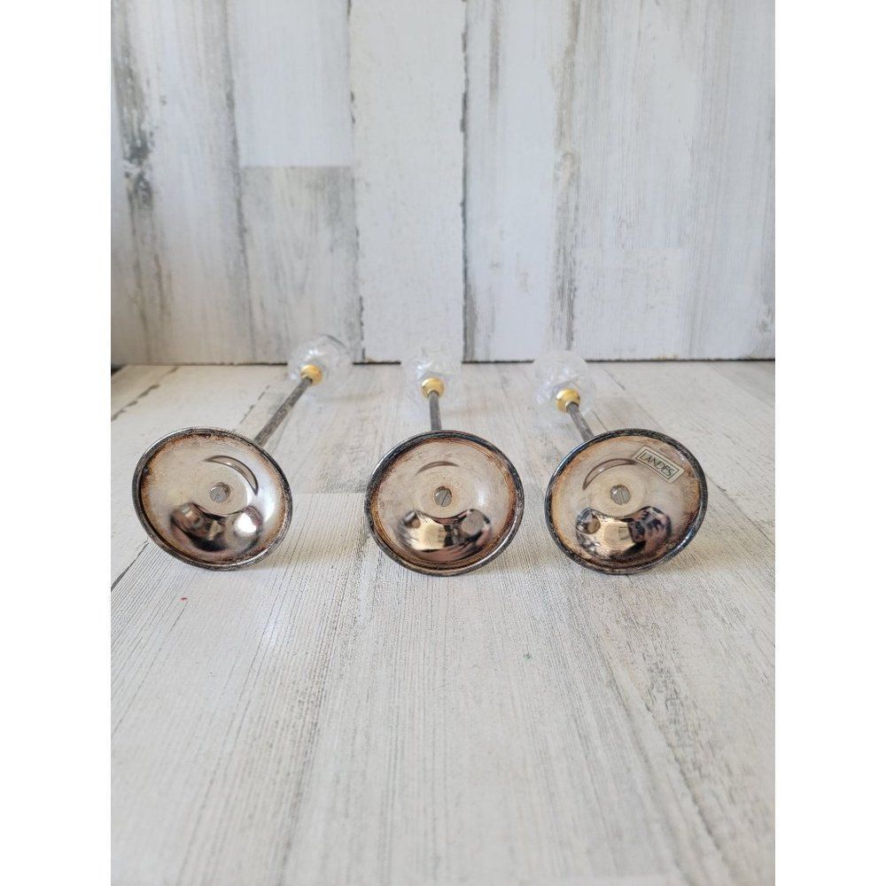 Landes crystal Italy brass candle holder set home decor - Picture 9 of 10